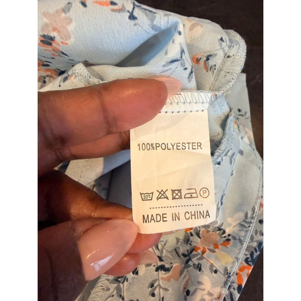 Women's Nasty Gal Size 8 Light Blue Floral Trousers Wide Leg Cottagecore Peasant